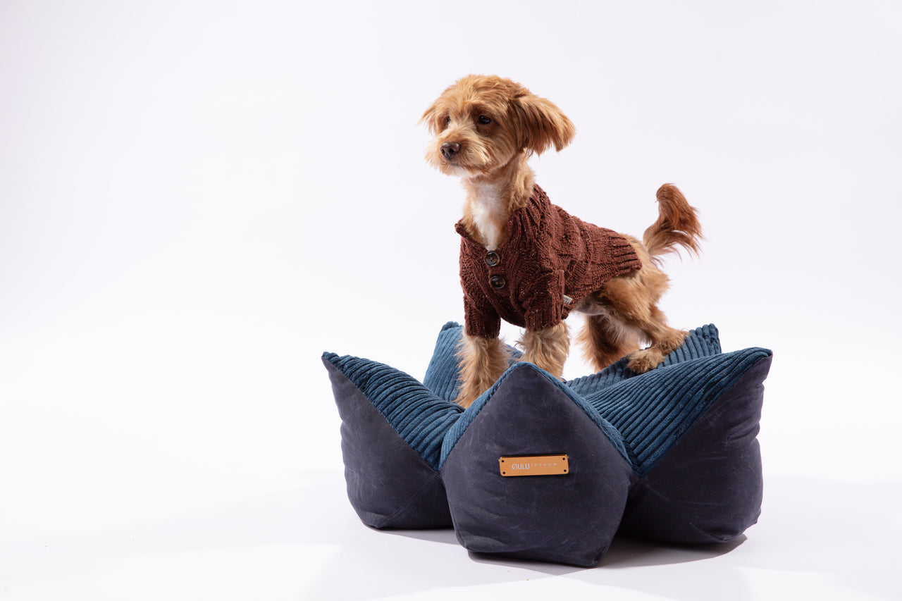 OULU X PEHOM - CUDDLE PET PILLOW BED- Navy Blue / Olive Green / Canyon Brown - FurryTails Haven