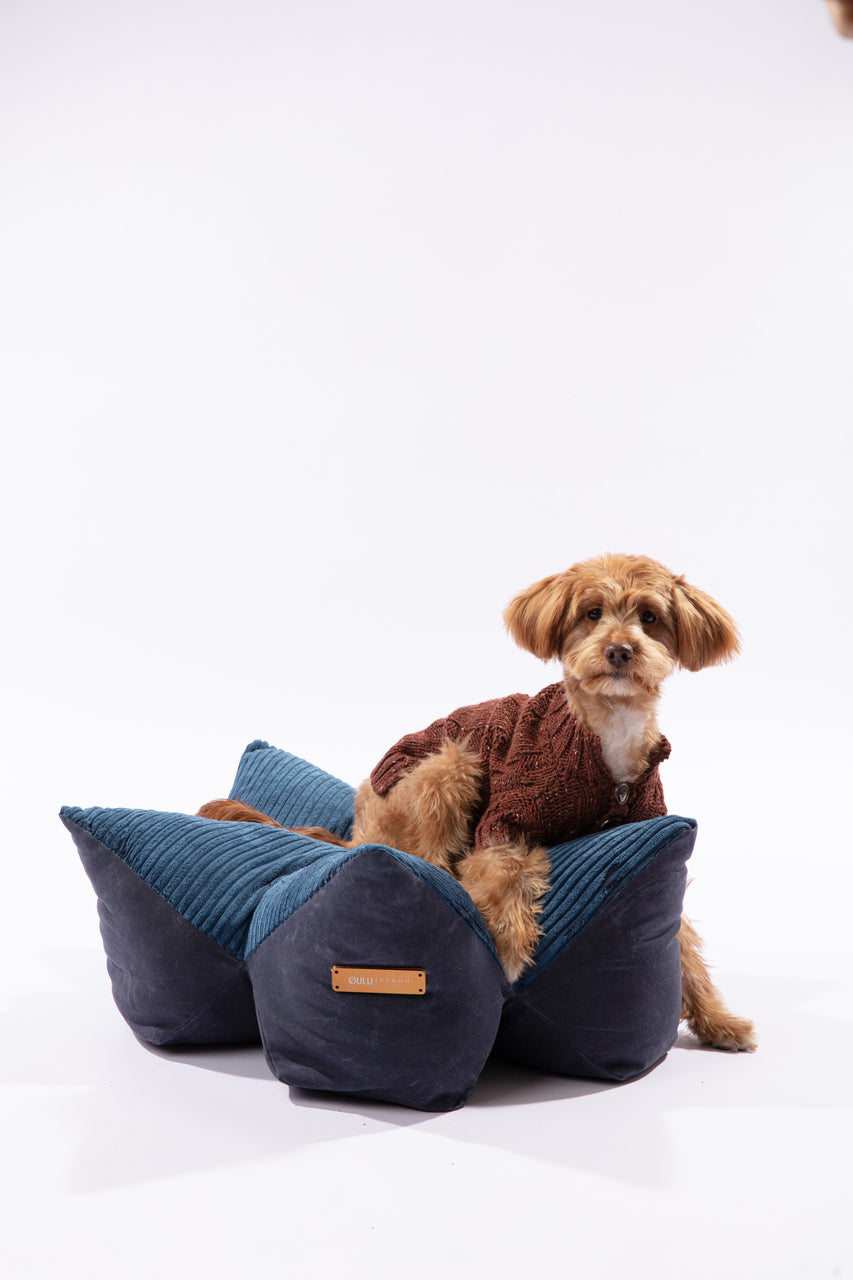 OULU X PEHOM - CUDDLE PET PILLOW BED- Navy Blue / Olive Green / Canyon Brown - FurryTails Haven