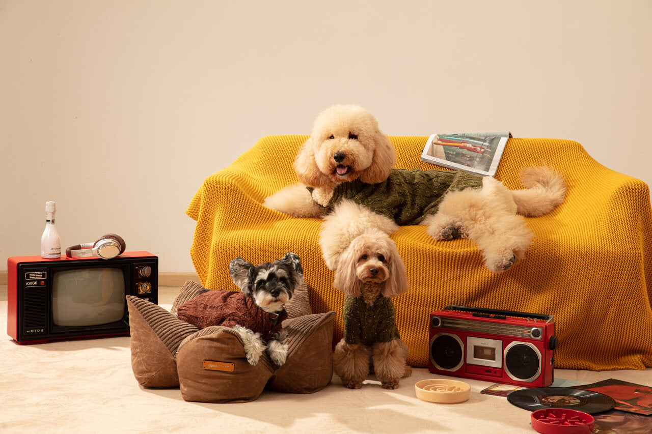 OULU X PEHOM - CUDDLE PET PILLOW BED- Navy Blue / Olive Green / Canyon Brown - FurryTails Haven