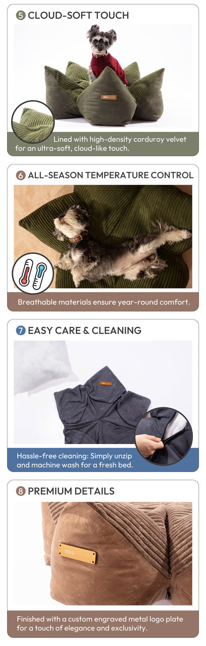 OULU X PEHOM - CUDDLE PET PILLOW BED- Navy Blue / Olive Green / Canyon Brown - FurryTails Haven