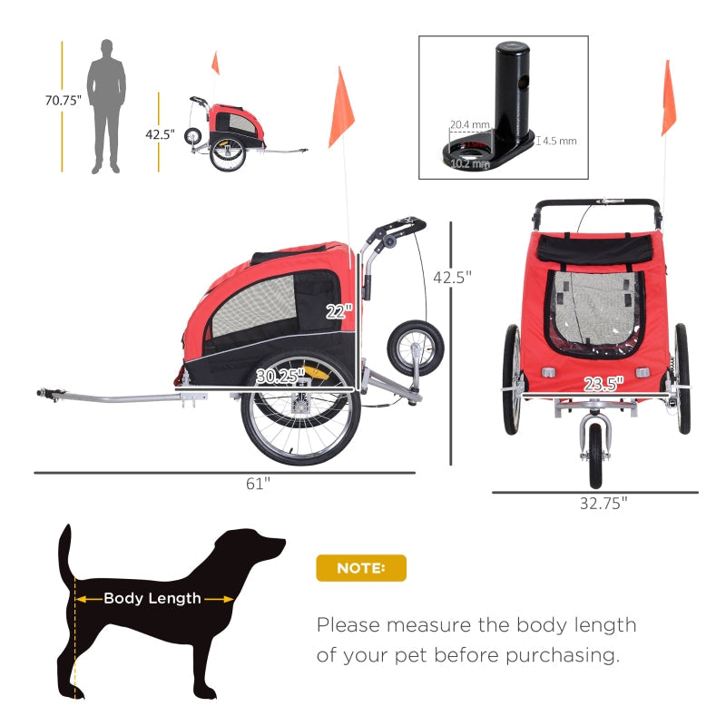 Pet Dog Bicycle Trailer Jogger with Suspension - FurryTails Haven