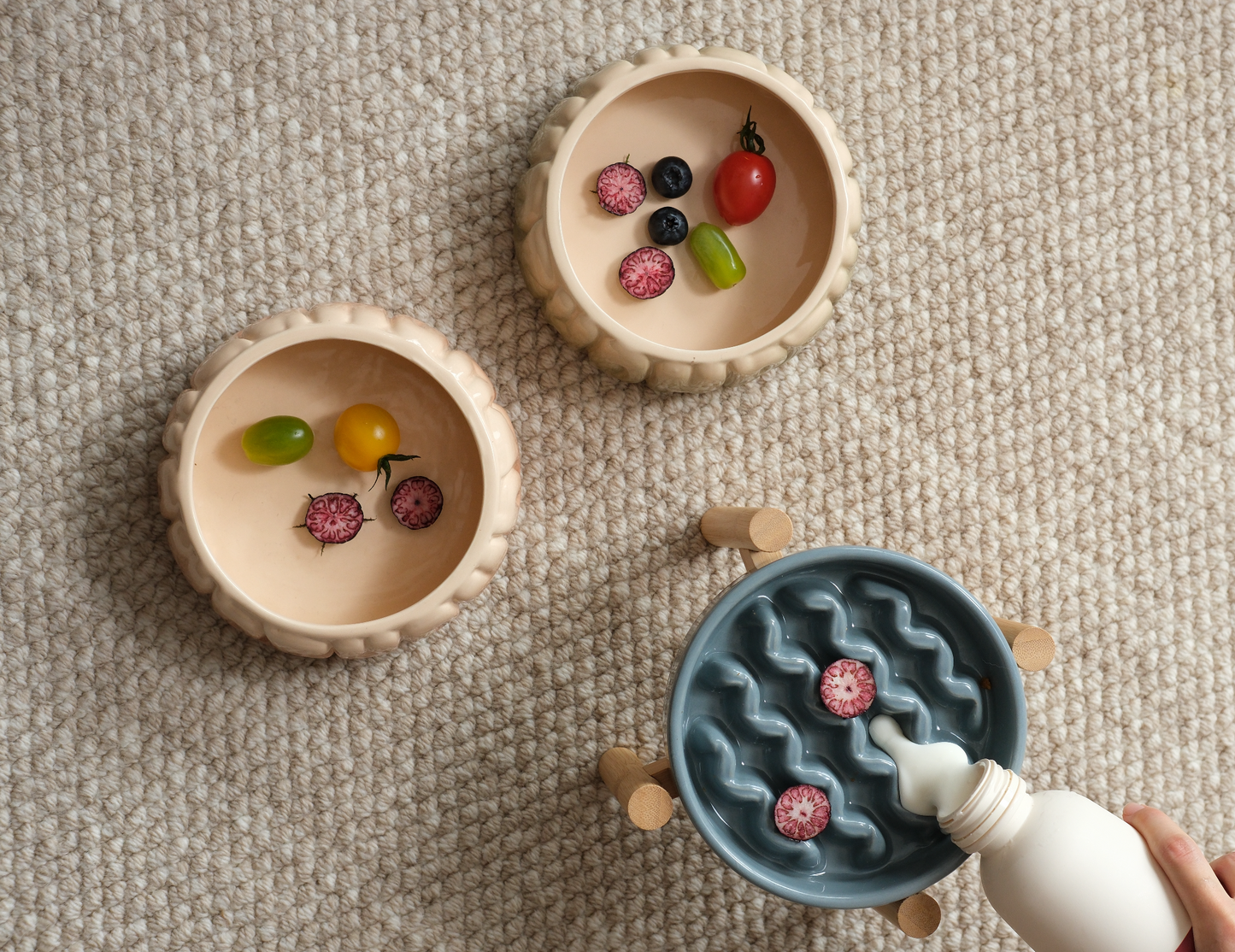 [Macaroni] Slow Feeder Dog Bowls - Yellow / Frozen Blue / Purple - FurryTails Haven