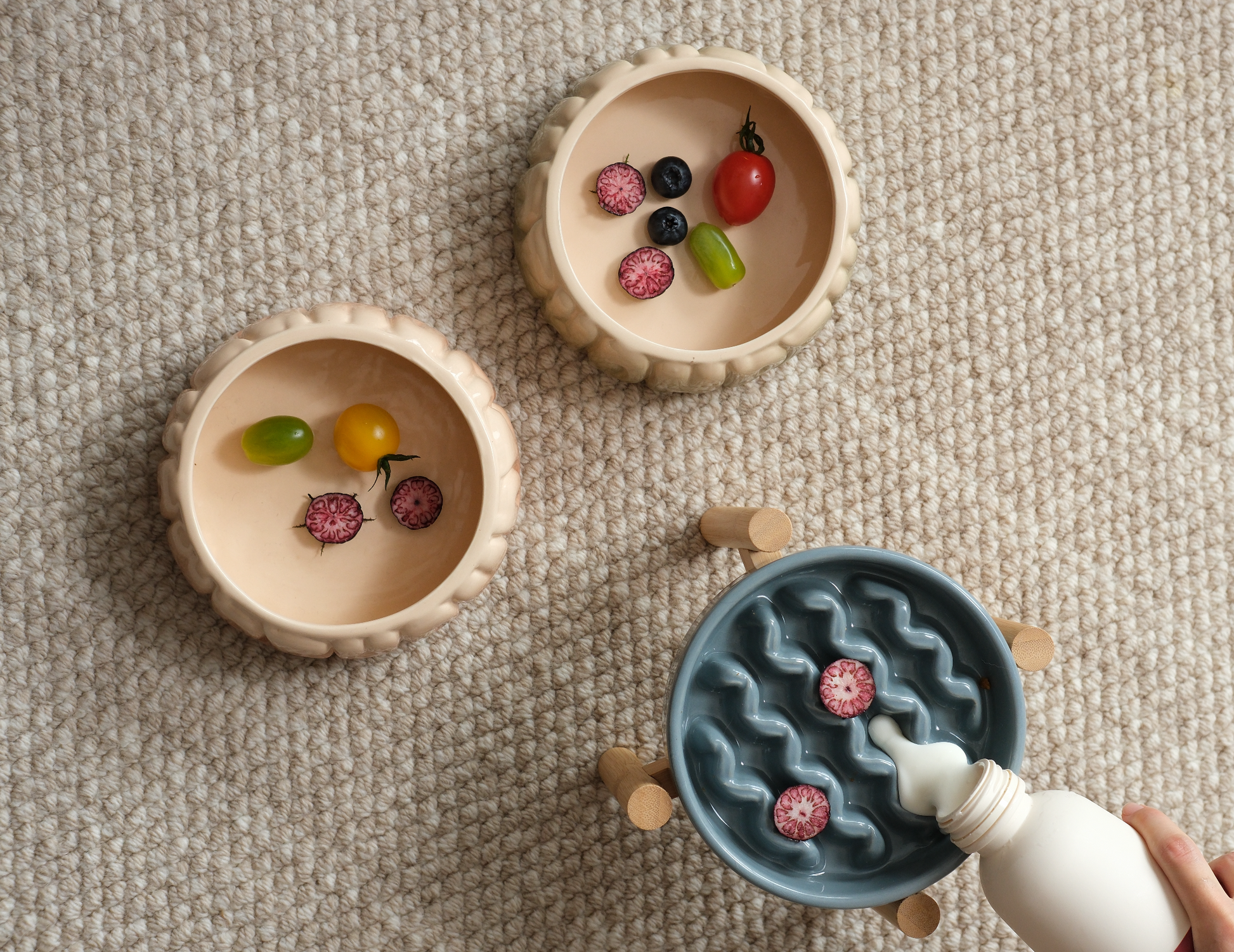 [Macaroni] Slow Feeder Dog Bowls - Yellow / Frozen Blue / Purple - FurryTails Haven