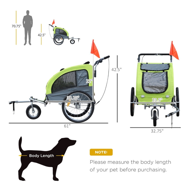 Pet Dog Bicycle Trailer Jogger with Suspension - FurryTails Haven