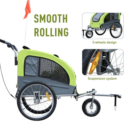 Pet Dog Bicycle Trailer Jogger with Suspension - FurryTails Haven