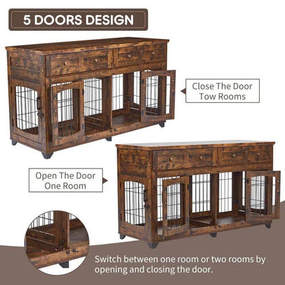 Dog Crate Furniture with Openable Partition - FurryTails Haven