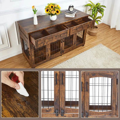 Dog Crate Furniture with Openable Partition - FurryTails Haven