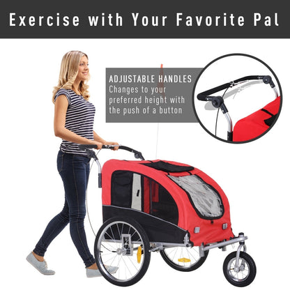 Pet Dog Bicycle Trailer Jogger with Suspension - FurryTails Haven