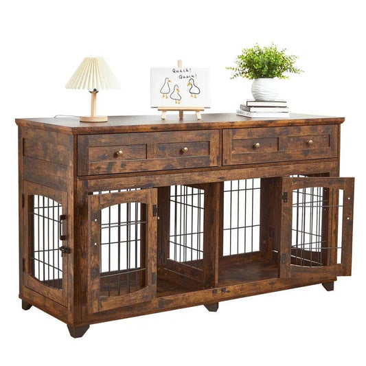 Dog Crate Furniture with Openable Partition - FurryTails Haven