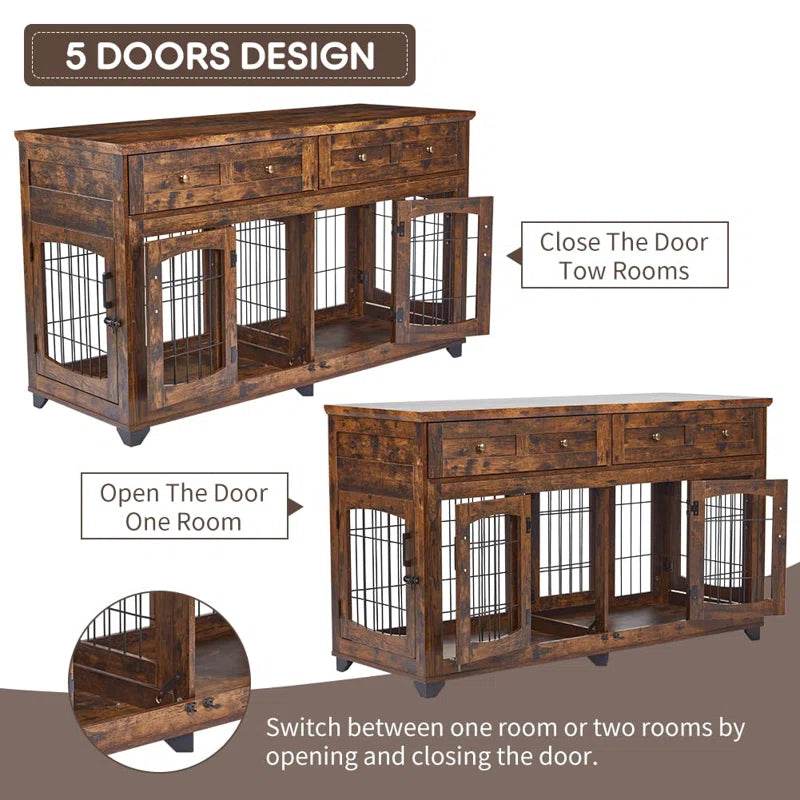 Dog Crate Furniture with Openable Partition - FurryTails Haven