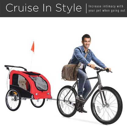 Pet Dog Bicycle Trailer Jogger with Suspension - FurryTails Haven