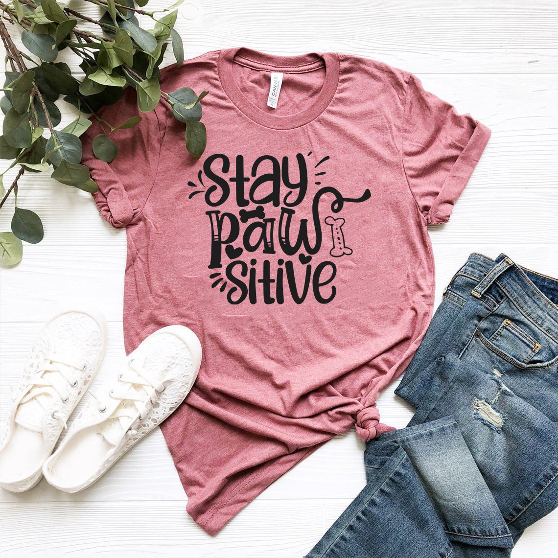Stay Pawsitive T-Shirt - FurryTails Haven