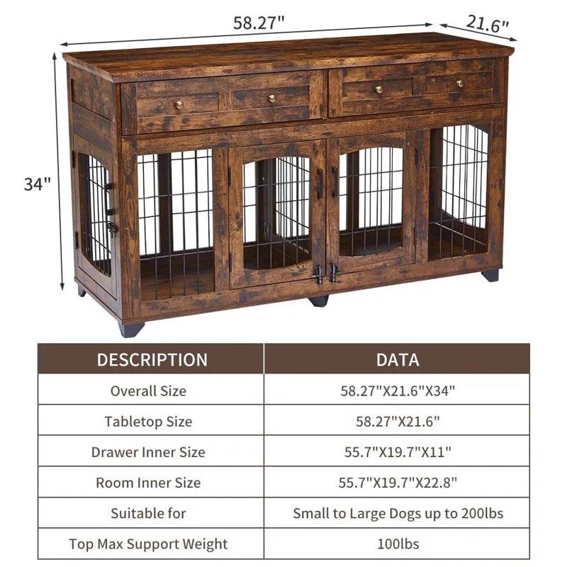 Dog Crate Furniture with Openable Partition - FurryTails Haven