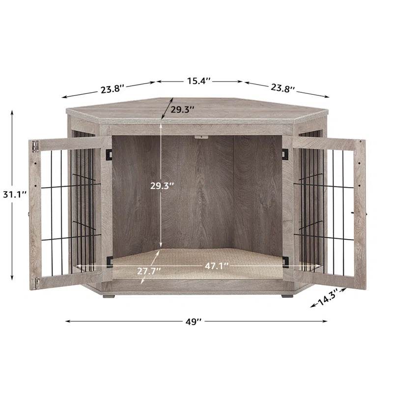 Dereham Furniture Corner Dog Crate with Cushion - FurryTails Haven