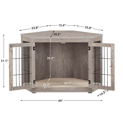 Dereham Furniture Corner Dog Crate with Cushion - FurryTails Haven