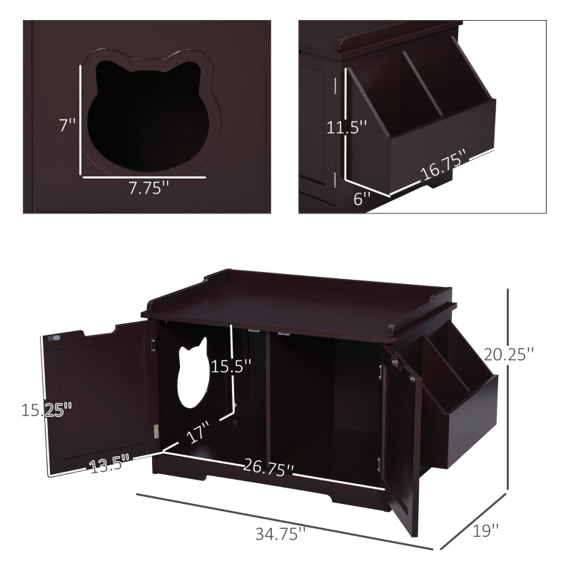 Cat Litter Box Nightstand End Table Enclosure - FurryTails Haven
