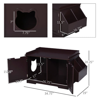 Cat Litter Box Nightstand End Table Enclosure - FurryTails Haven