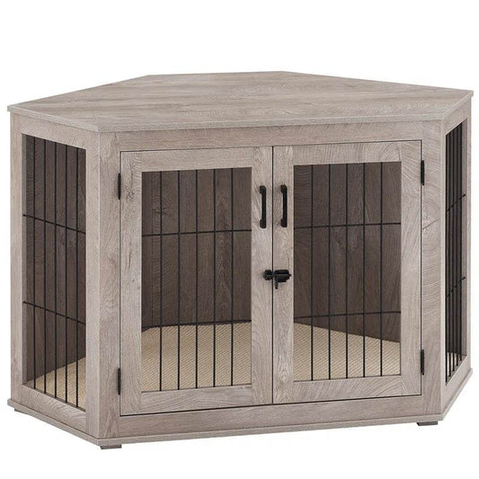 Dereham Furniture Corner Dog Crate with Cushion - FurryTails Haven