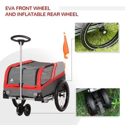 Pet Bike Trailer 2-in-1 Travel Stroller - FurryTails Haven