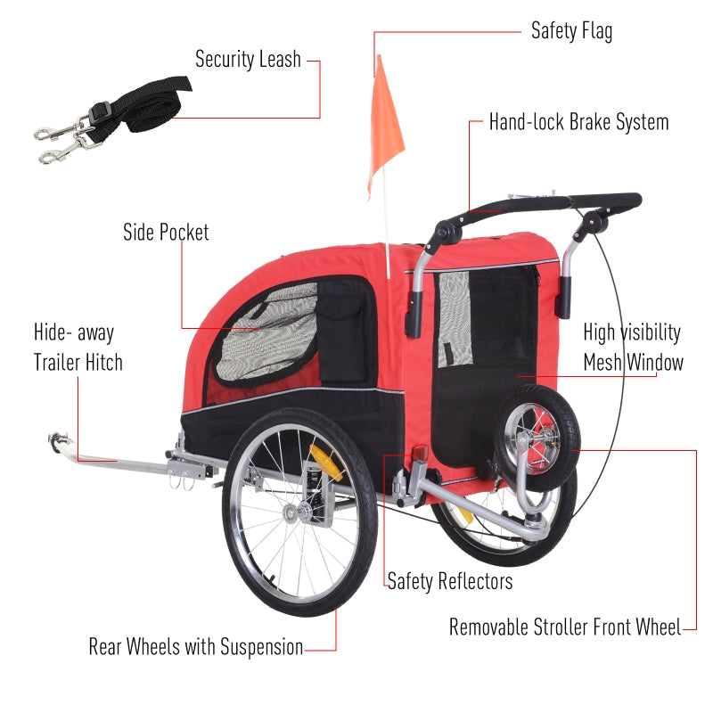 Pet Dog Bicycle Trailer Jogger with Suspension - FurryTails Haven