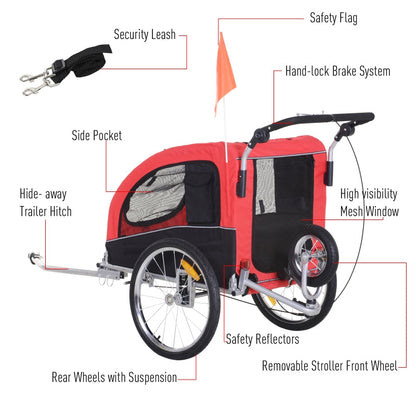 Pet Dog Bicycle Trailer Jogger with Suspension - FurryTails Haven