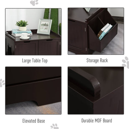 Cat Litter Box Nightstand End Table Enclosure - FurryTails Haven