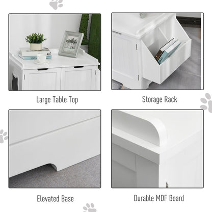 Cat Litter Box Nightstand End Table Enclosure - FurryTails Haven